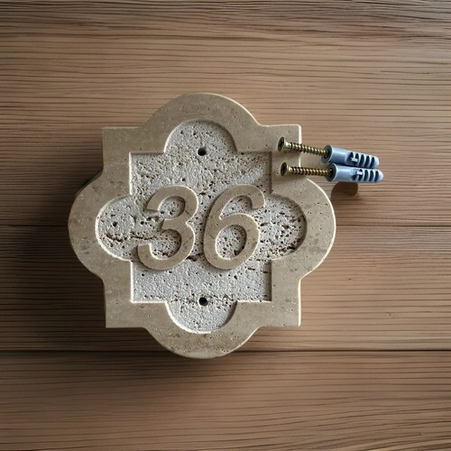 Targa civica travertino - in,